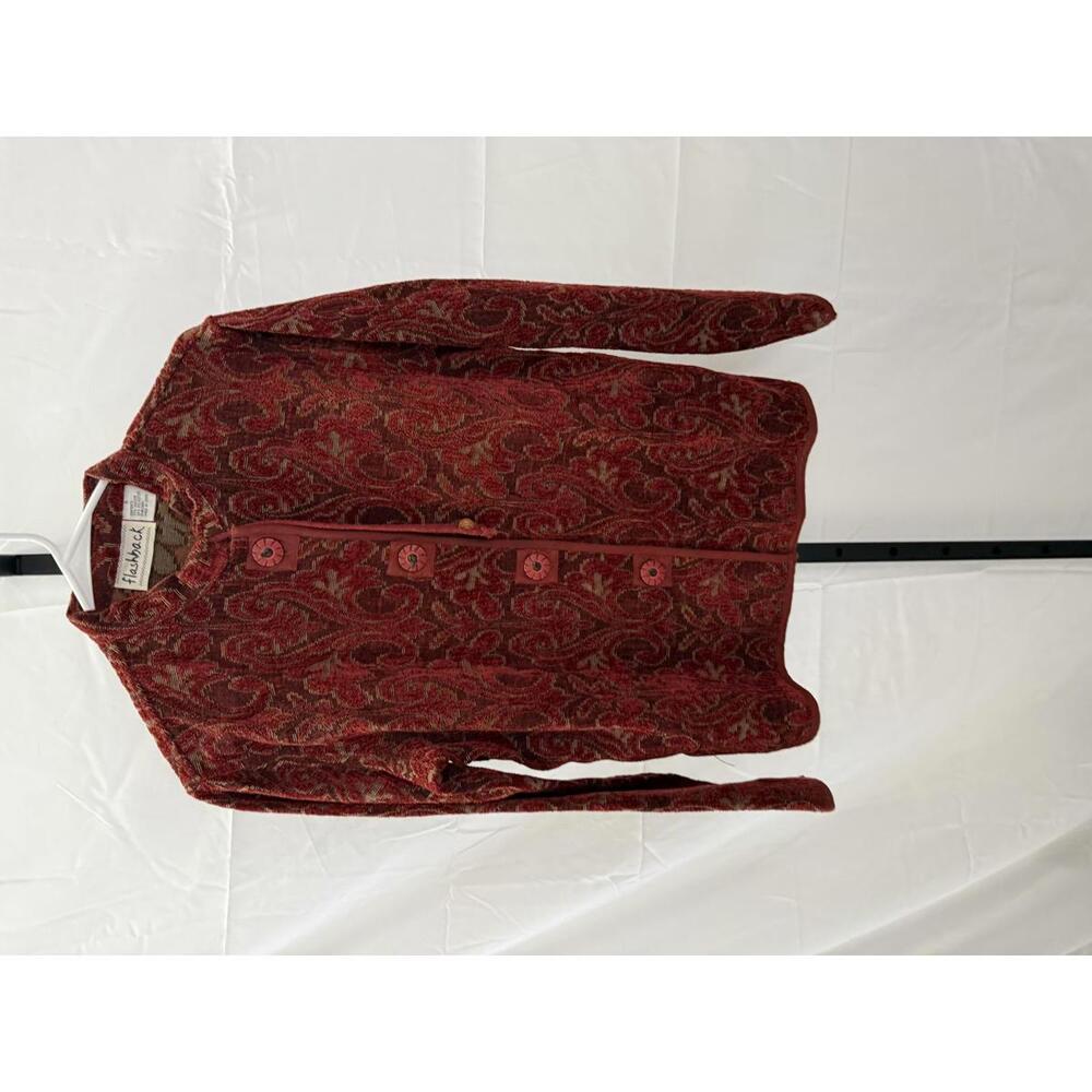 Small Flashback Red Patterned Button-Up Jacket - image 2